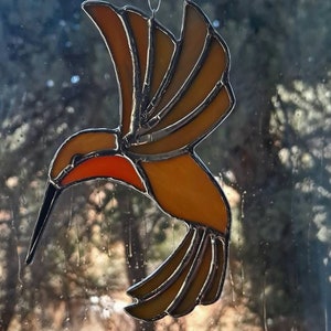 Rufus Hummingbird Suncatcher, Stained Glass Hummer, Window Decor, Handmade, HomeandLiving, Home Décor, Bird Lovers Gift Idea image 5