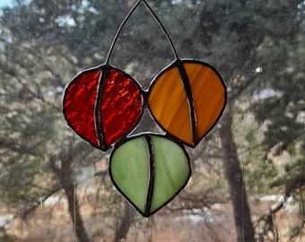 Stained Glass Aspen Leaves, Suncatcher, Handmade Colorful Leaves, Window Décor, Home & Living, Home Decor, Aspen Suncatcher, Changing leaves