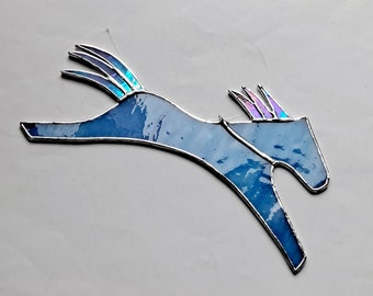 Blue Spirit Horse Suncatcher, Handmade Stained Glass, Native American Horse, Southwest Decor, Home & Living, Home Décor