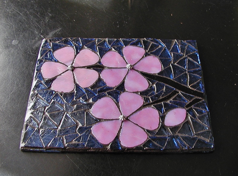 Cherry Blossom Mosaic Stained Glass Home Decor Decorative Etsy