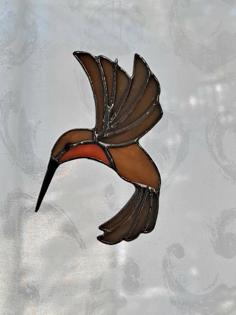 Rufus Hummingbird Suncatcher, Stained Glass Hummer, Window Decor, Handmade, HomeandLiving, Home Décor, Bird Lovers Gift Idea image 4