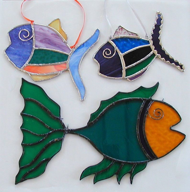Stained Glass Fish Suncatcher Handmade Beach Decorcolorful Etsy