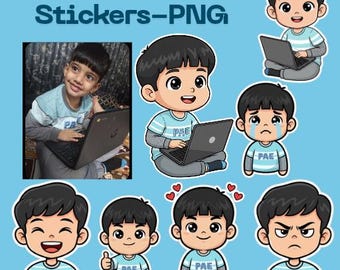 Pegatinas de WhatsApp personalizadas con dibujos animados / Pegatinas de chat PNG / Pegatinas faciales personalizadas / Foto a caricatura / Descarga digital instantánea