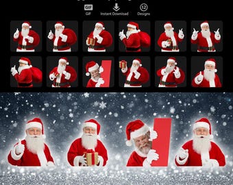 12 stickers animados de Papá Noel para WhatsApp: expresiones navideñas de Papá Noel de alta calidad: paquete de stickers animados divertidos, lindos y festivos para qué