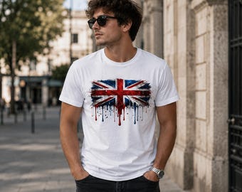 Camiseta con estampado de salpicaduras de pintura de la Union Jack