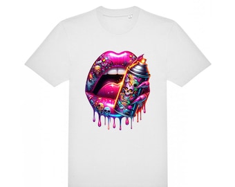 Camiseta con diseño de labios en aerosol