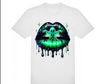 Camiseta de Halloween con fantasma de labios negros