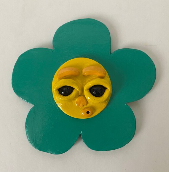 Handmade Teal flower incense holder