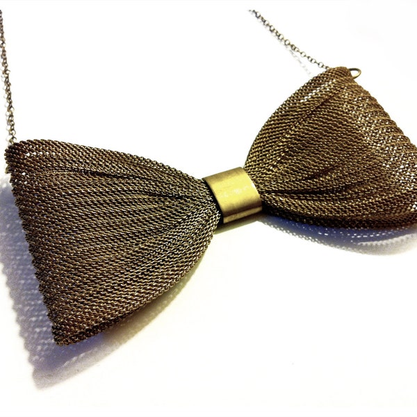 Large Gold Bow Tie Necklace