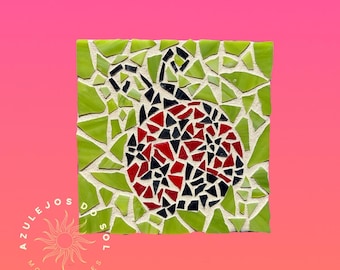 Star Ladybug Handmade Mosaic Tile 4in x 4 in