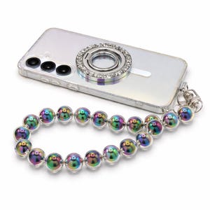 Iridescent Kandi Round or Cube Beaded Phone or Purse Strap/ Rainbow Lanyard