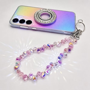 Sparkly Crystal Teardrop Phone Charm Wrist Strap – Beaded Accessory