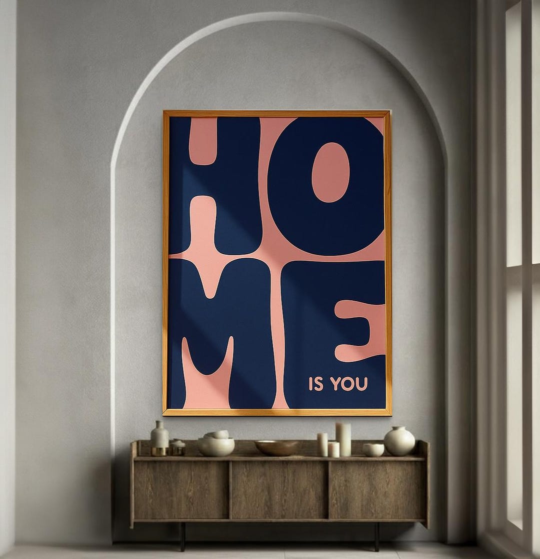 Oversized Typography Home Print – Modern Wall Art, Retro Minimalist ...
