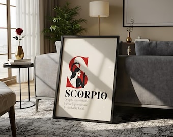 Scorpio Zodiac Digital Wall Art Print – Mystical Horoscope Illustration for Astrology Lovers
