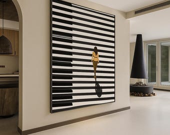 Lámina artística abstracta de piano – Decoración musical minimalista para interiores modernos