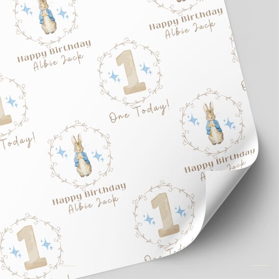 Personalised Peter Rabbit Birthday Wrapping Paper | 1st, 2nd, 3rd Birthday Gift Wrap