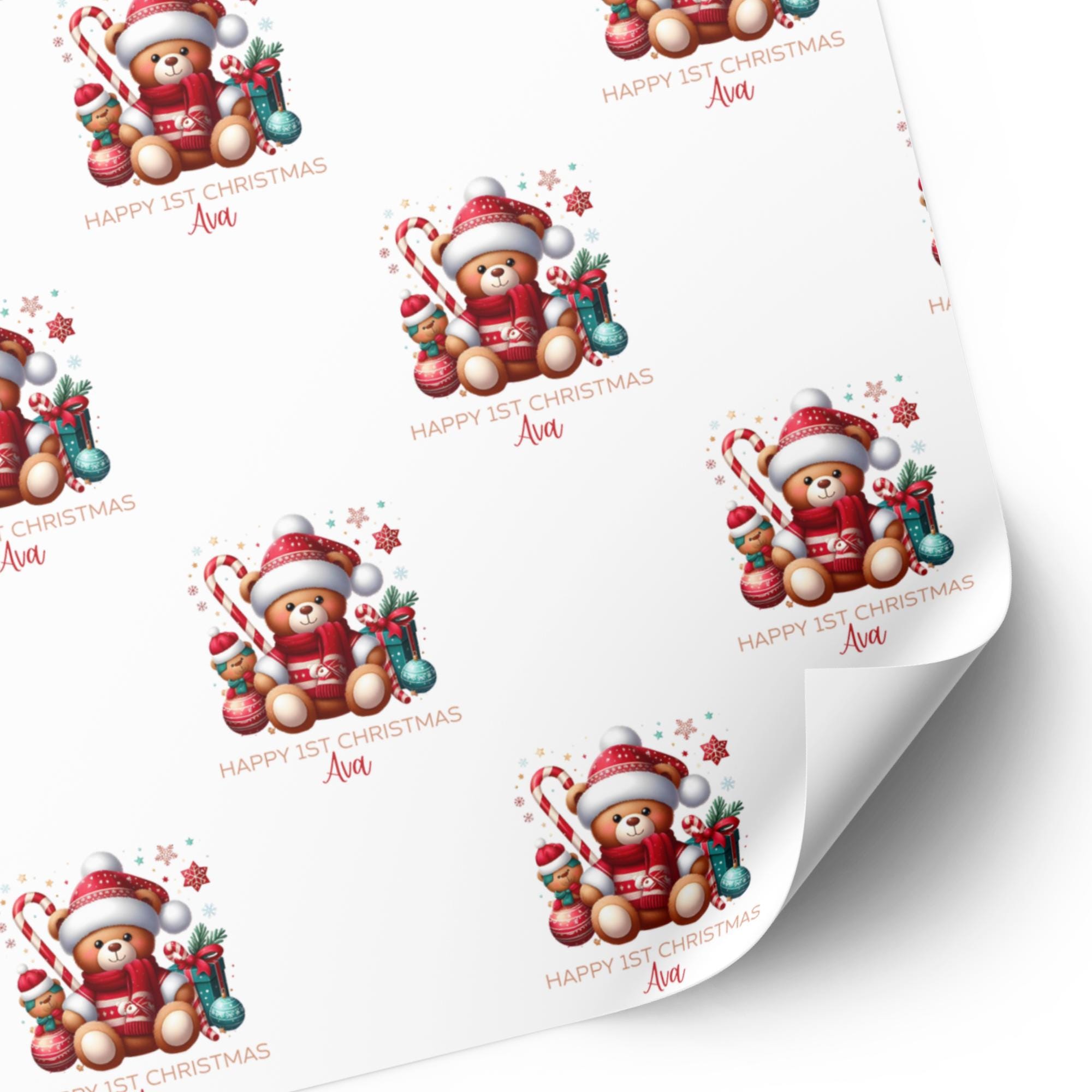 Personalised Teddy Bear 1st Christmas Wrapping Paper