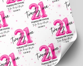 Personalised 21st Birthday Wrapping Paper | Pink Balloon Gift Wrap for Her