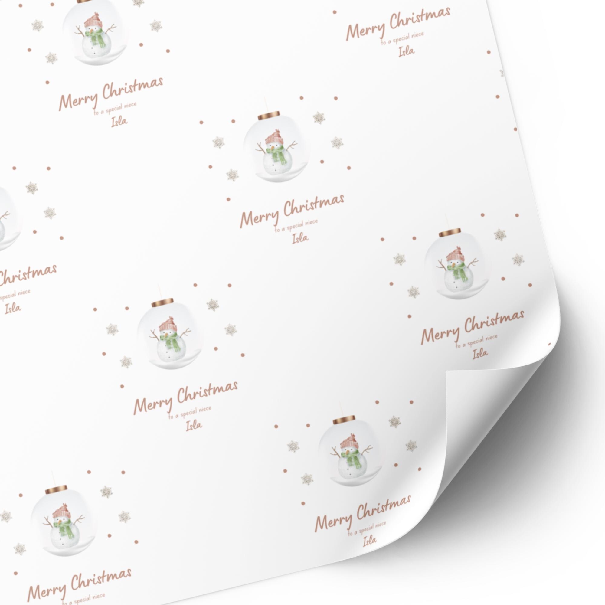 Personalised Christmas Snowman Wrapping Paper for a Special Relation - Thumbnail 2