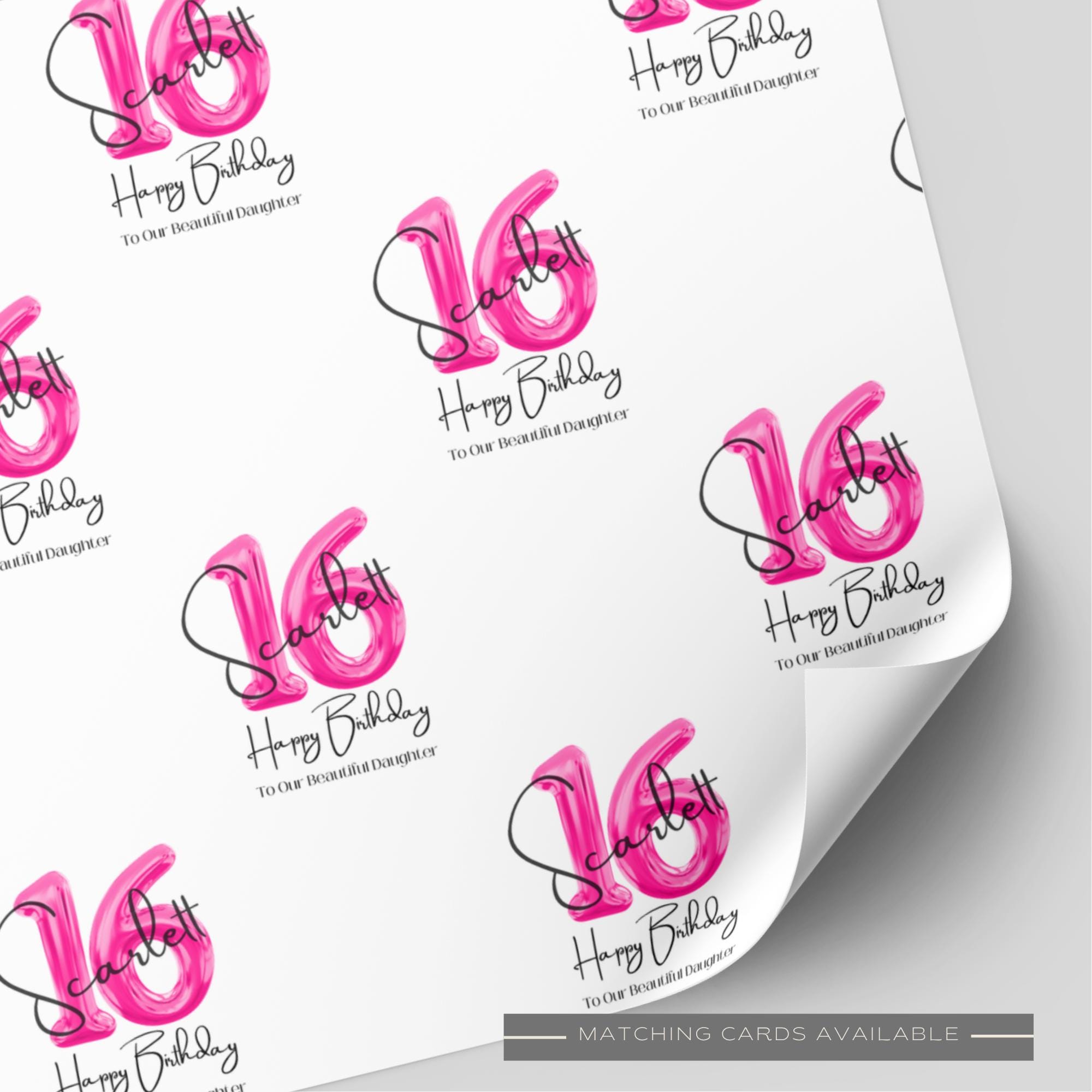 Personalised Pink Balloon Teenager Wrapping Paper