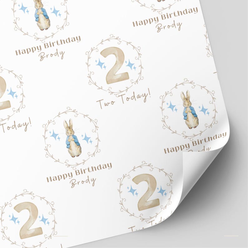 Personalised Peter Rabbit Birthday Wrapping Paper | 1st, 2nd, 3rd Birthday Gift Wrap image 4