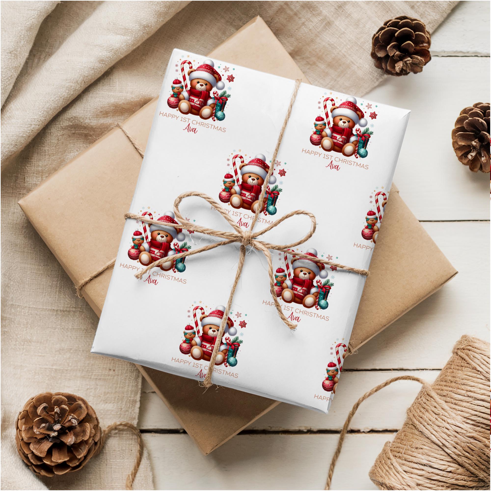 Personalised Teddy Bear 1st Christmas Wrapping Paper - Thumbnail 2