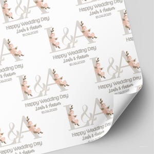 Personalised Wedding Day Wrapping Paper | Newly Weds Gift Wrap | Initial Wedding Paper | Mr & Mrs