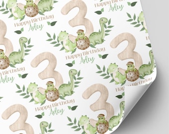 Personalised Dinosaur Birthday Wrapping Paper | 3rd, 4th, 5th, 6th Birthday Gift Wrap