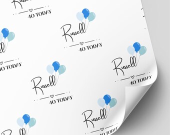 Personalised Balloon Birthday Wrapping Paper