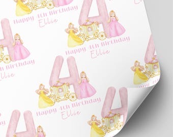 Personalised Princess Birthday Wrapping Paper  | 4th, 5th, 6th Birthday Gift Wrap