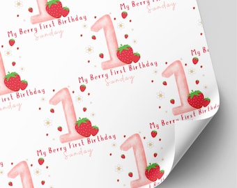 Personalised Berry 1st Birthday Wrapping Paper | 1st Birthday Gift Wrap