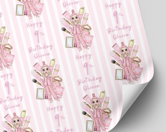 Papier cadeau maquillage personnalisé pour anniversaire | Emballage cadeau pour les 8, 9, 10, 11, 12 ans