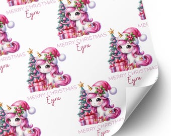 Personalised Christmas Unicorn Wrapping Paper