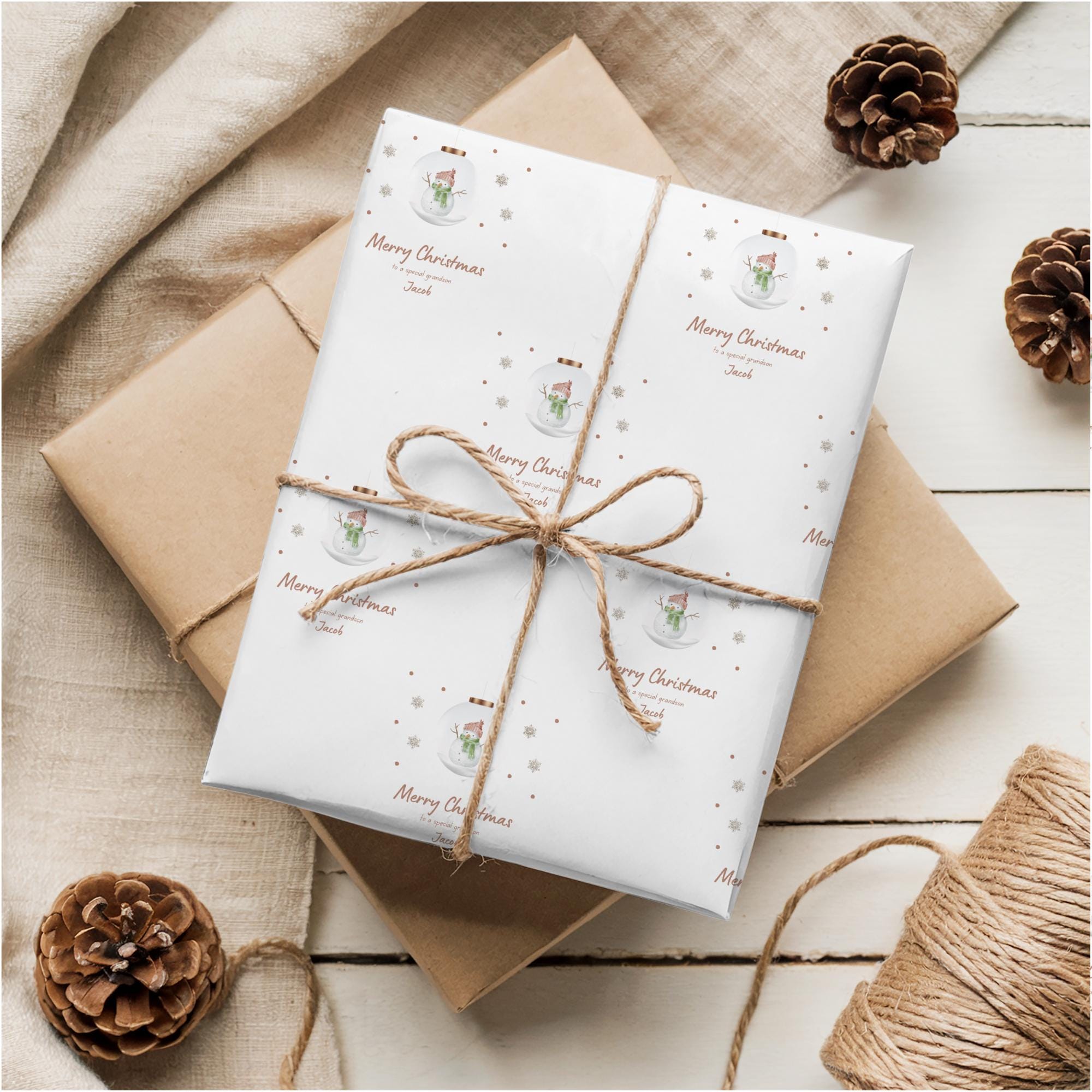 Personalised Christmas Snowman Wrapping Paper for a Special Relation - Thumbnail 3