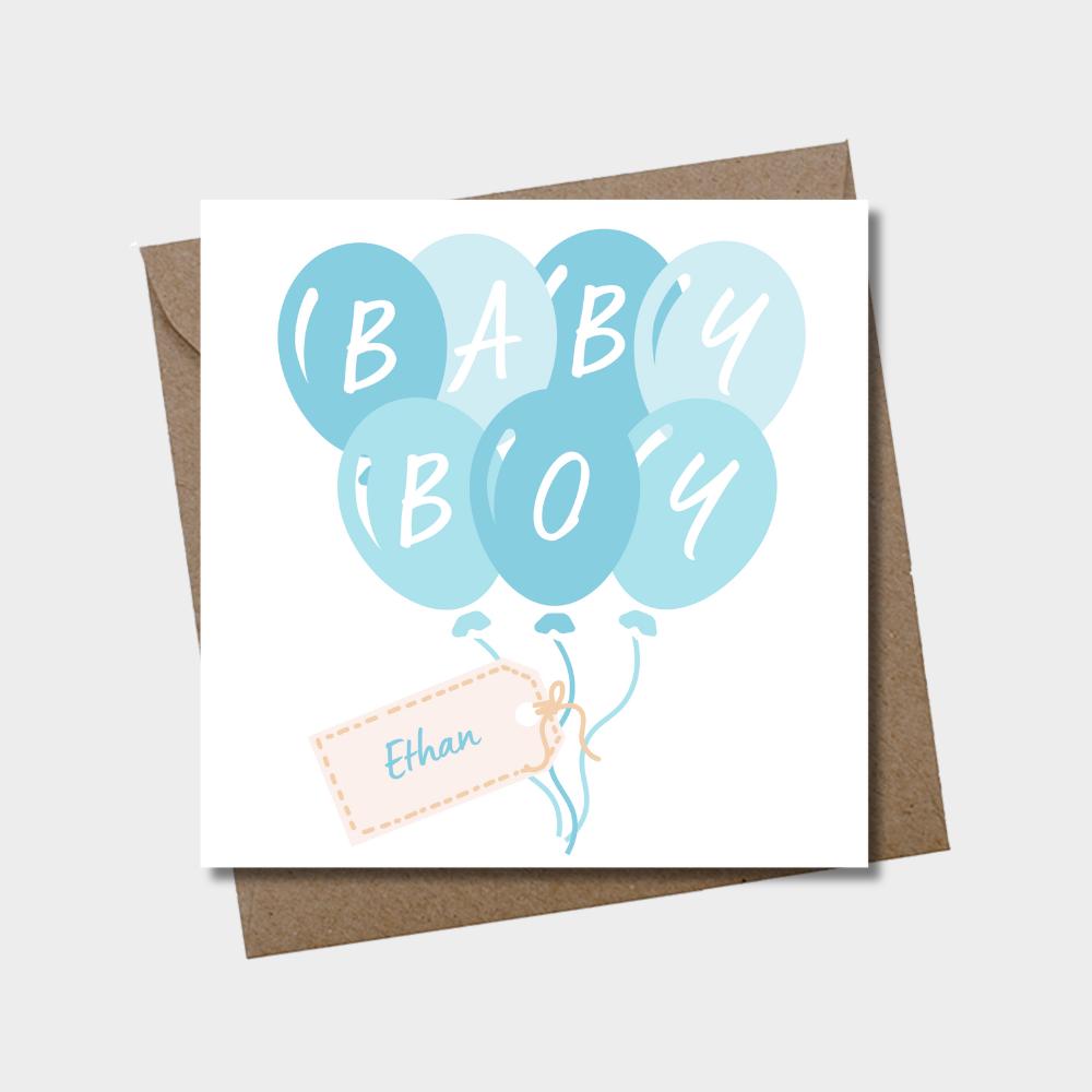 Personalised Baby Boy Blue Balloons Wrapping Paper - Thumbnail 3