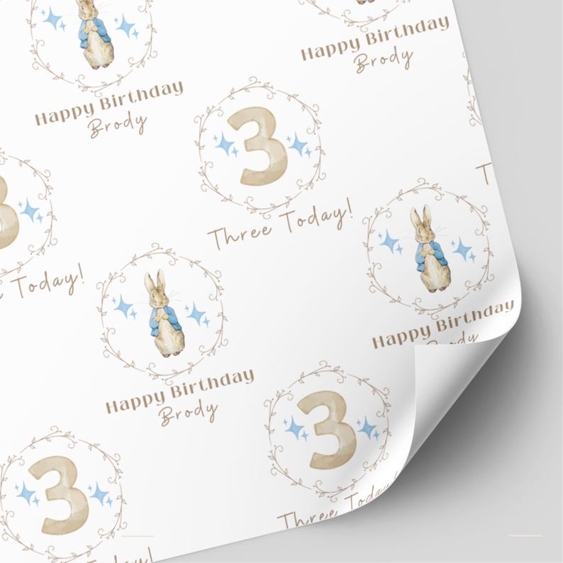 Personalised Peter Rabbit Birthday Wrapping Paper | 1st, 2nd, 3rd Birthday Gift Wrap image 5