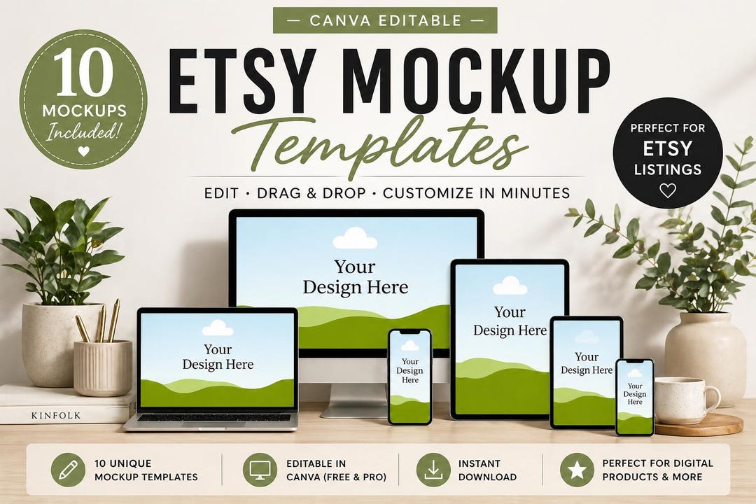 Etsy Listing Mockup Templates Canva Editable – Digital Product Mockups ...
