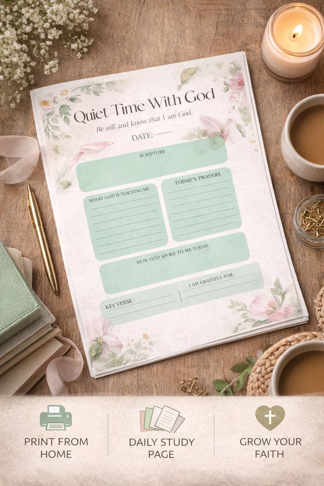 Quiet Time With God Journal | Daily Devotional Planner (PDF) - Etsy