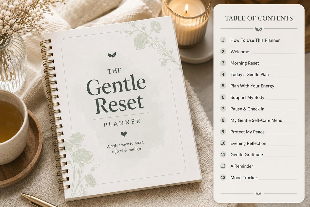 Gentle Reset Planner Printable & Digital | Self-care Journal for ...