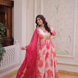indian embroidered dress Purple Net Anarkali Dress For Indian Dresses For Marriage main image 0