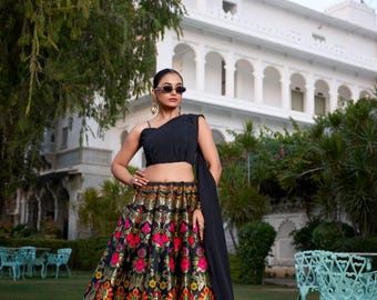 Banarasi Silk Lehenga Choli with Dupatta | Fully Stitched Zari Weaving Indian Wedding Festive Wear