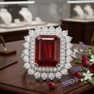 3.00 Ct Smaragd Natürlicher Rubin & Diamant Vintage Brautgeschenk Ring 14K Weißgold 8