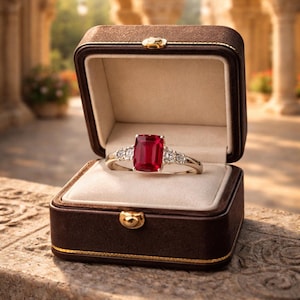 2.80 Ct Smaragd Natürlicher Rubin & Diamant Vintage Brautgeschenk Ring 14K Weißgold 8