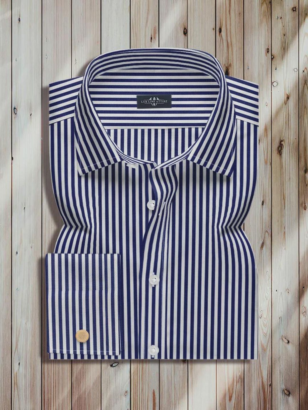 Men's Navy White Striped Dress Shirt | Formal Button Down | Business Casual Shirt Men's Navy White Striped Dress Shirt | Formal Button Down | Business Casual Shirt