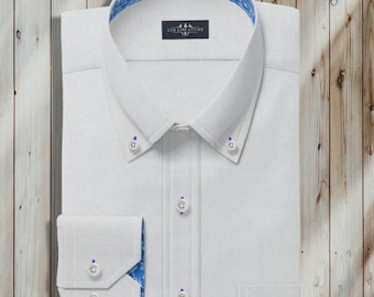 Men's Navy White Striped Dress Shirt | Formal Button Down | Business Casual  Shirt - Etsy