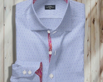 Blue With Metallic Gold Designer Dress Shirt - Made to Order in USA - Etsy