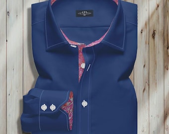 Royal Blue Men's Dress Shirt Poplin Luxury Fabric: 3-button Collar, Angled  Cuffs - Etsy
