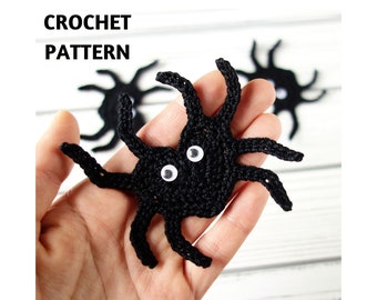 Crochet Pattern Heart Spider Applique, Halloween Decoration, Embellishment