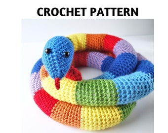 Crochet Pattern Snake Toy Amigurumi, Rainbow Snake