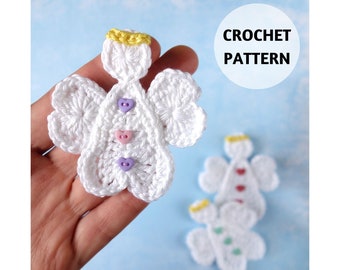 Crochet Pattern Heart Angel Applique Ornament Christmas Valentine's Day Decoration